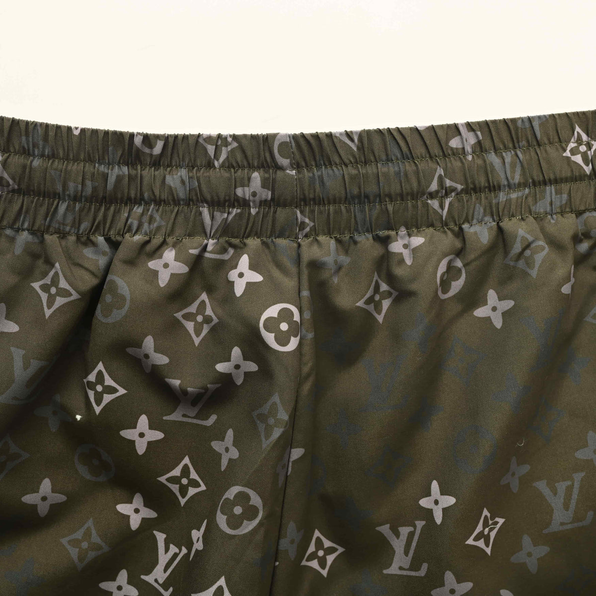Louis Vuitton Olive Monogram Drawstring Shorts | Designer Summer Casual