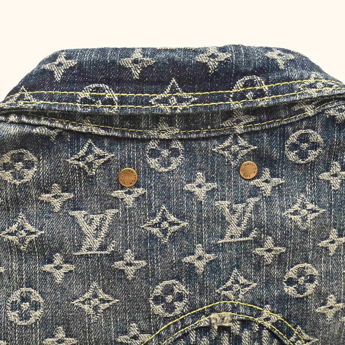 Louis Vuitton Monogram & Checkerboard Patchwork Denim Jacket | Designer Casual Streetwear Layer