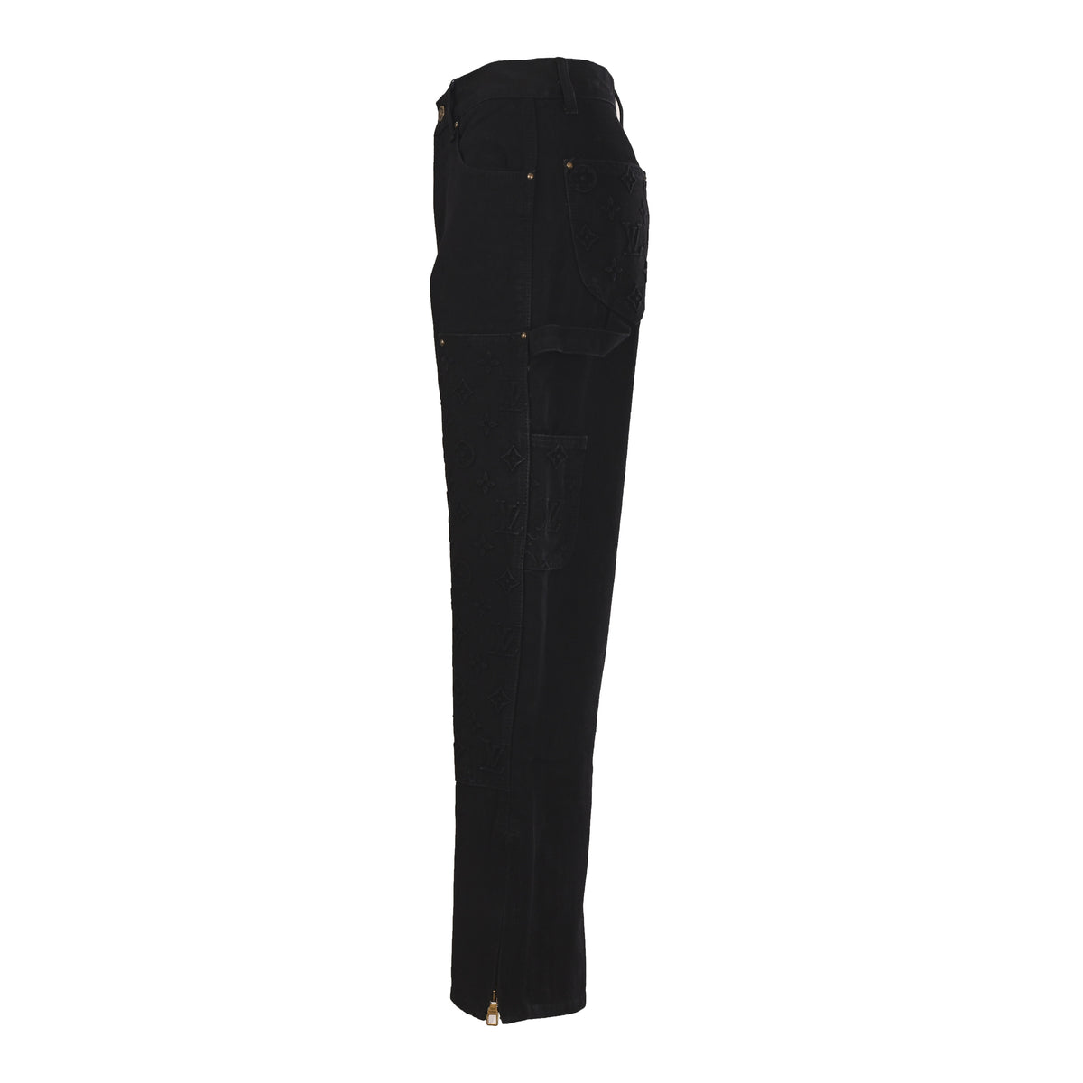 Louis Vuitton Embossed Monogram Cargo Jeans - Full-Length Utility Denim Pants for Designer Workwear Streetwear Styling