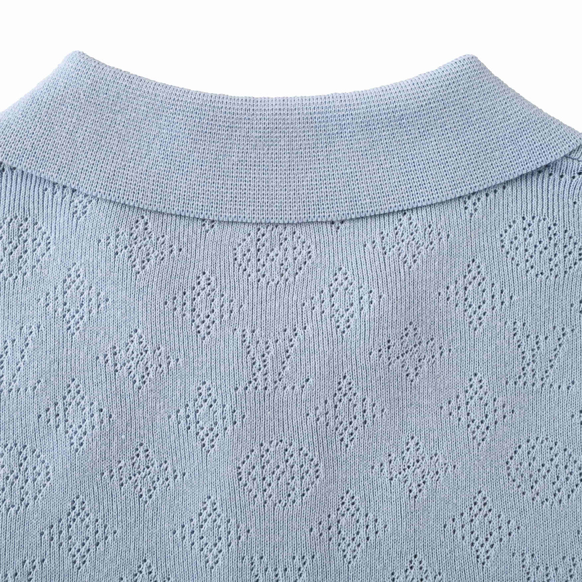 Louis Vuitton Light Blue Monogram Mesh Polo Shirt | Designer Resort Knit