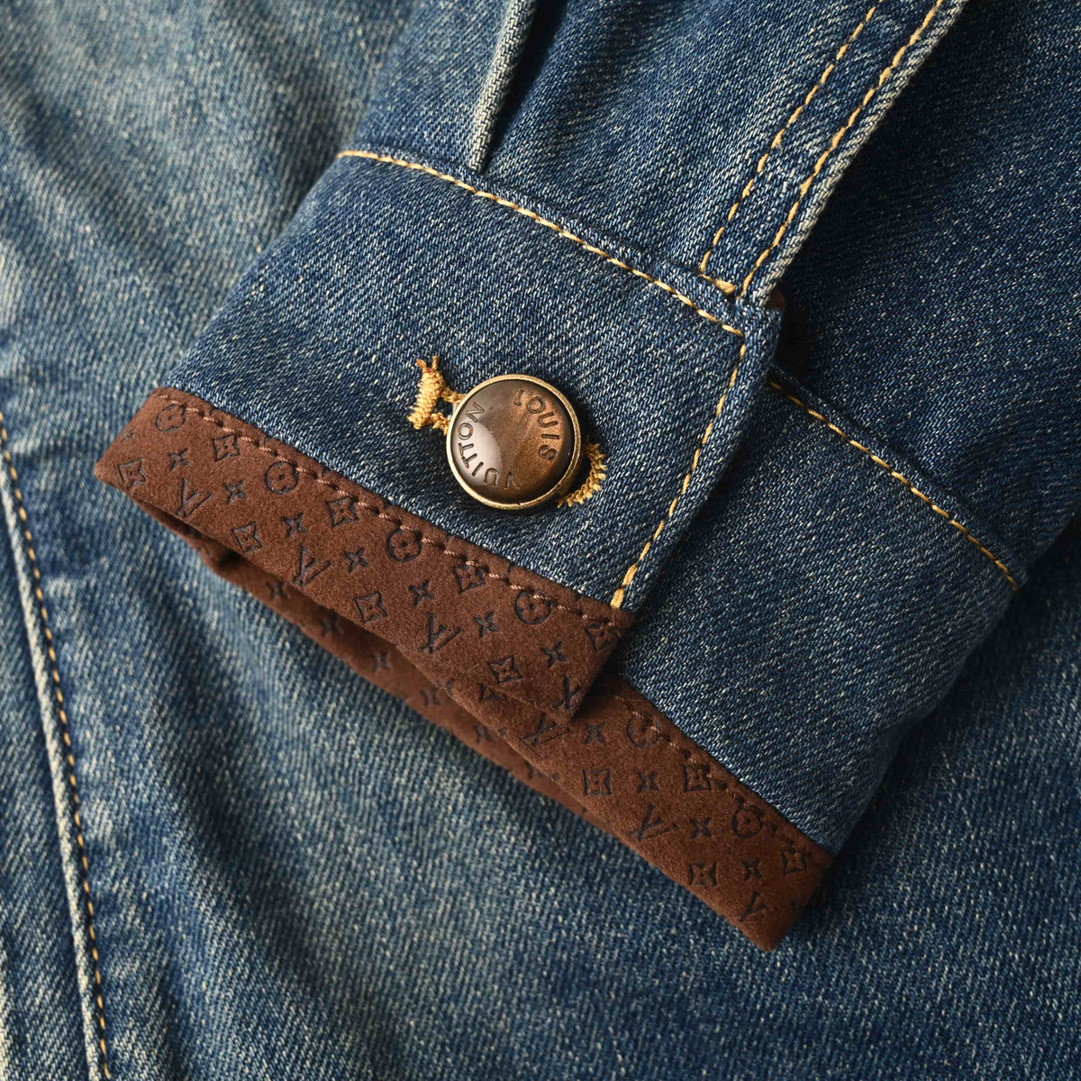 Louis Vuitton Leather-Trim Denim Jacket | Luxury Designer Jean Outerwear for Casual Layering & Statement Streetwear