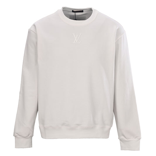 Louis Vuitton Silicone Badge Crewneck Sweatshirt - Small Logo Designer Pullover with Understated Casual Streetwear Style