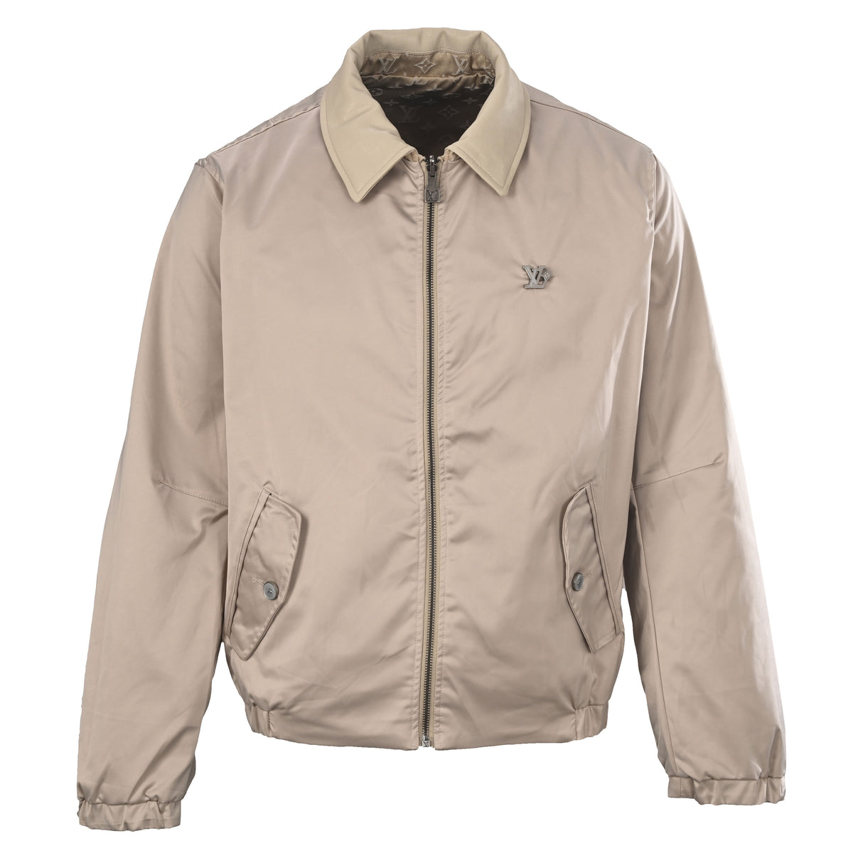 Louis Vuitton Checkerboard Reversible Jacket with Leather Collar & Cinched Waist | Luxury Designer Outerwear