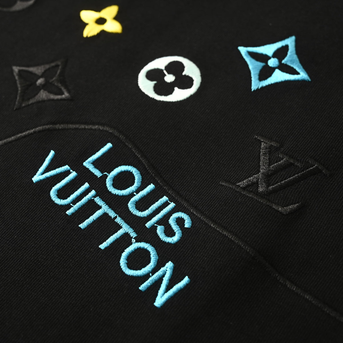Louis Vuitton Colorblock Wave Monogram Tee with Letter Embroidery | Long-Sleeve Designer Luxury Streetwear