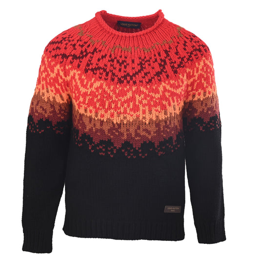 Louis Vuitton Lava Jacquard Logo Crewneck Sweater | Graphic Designer Knitwear for Contemporary Casual Style