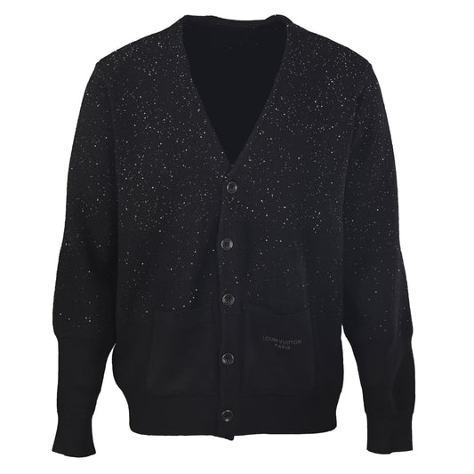 Louis Vuitton Sequin & Rhinestone Logo Knit Cardigan | Sparkle Statement Sweater for Luxury Evening & Streetwear Looks
