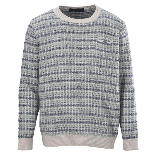 Louis Vuitton Striped Waffle-Knit Crewneck Sweater | Textured Blend Pullover for Smart-Casual Layering
