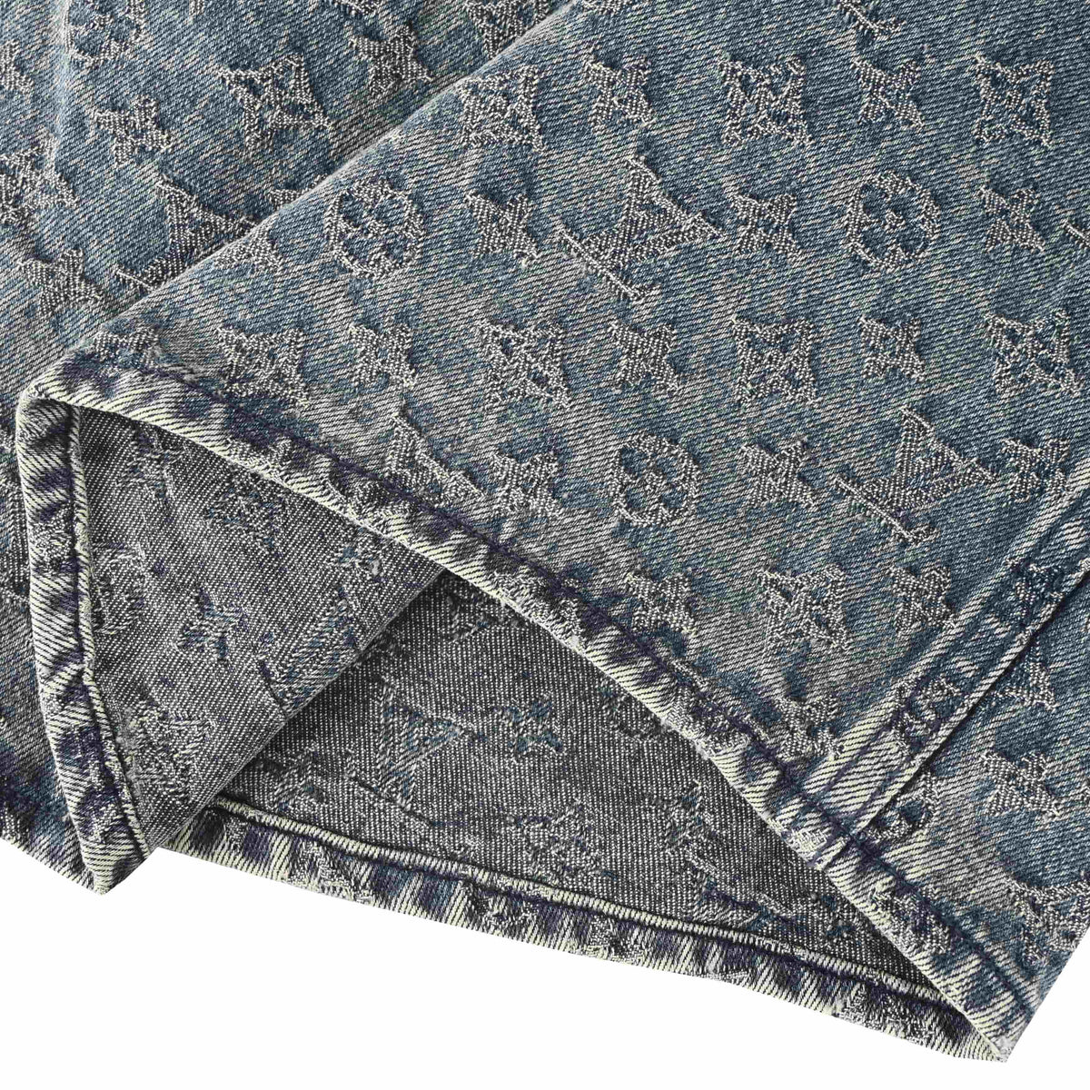 Louis Vuitton All-Over Monogram Jacquard Short-Sleeve Denim Shirt | Luxury Designer Casual Streetwear