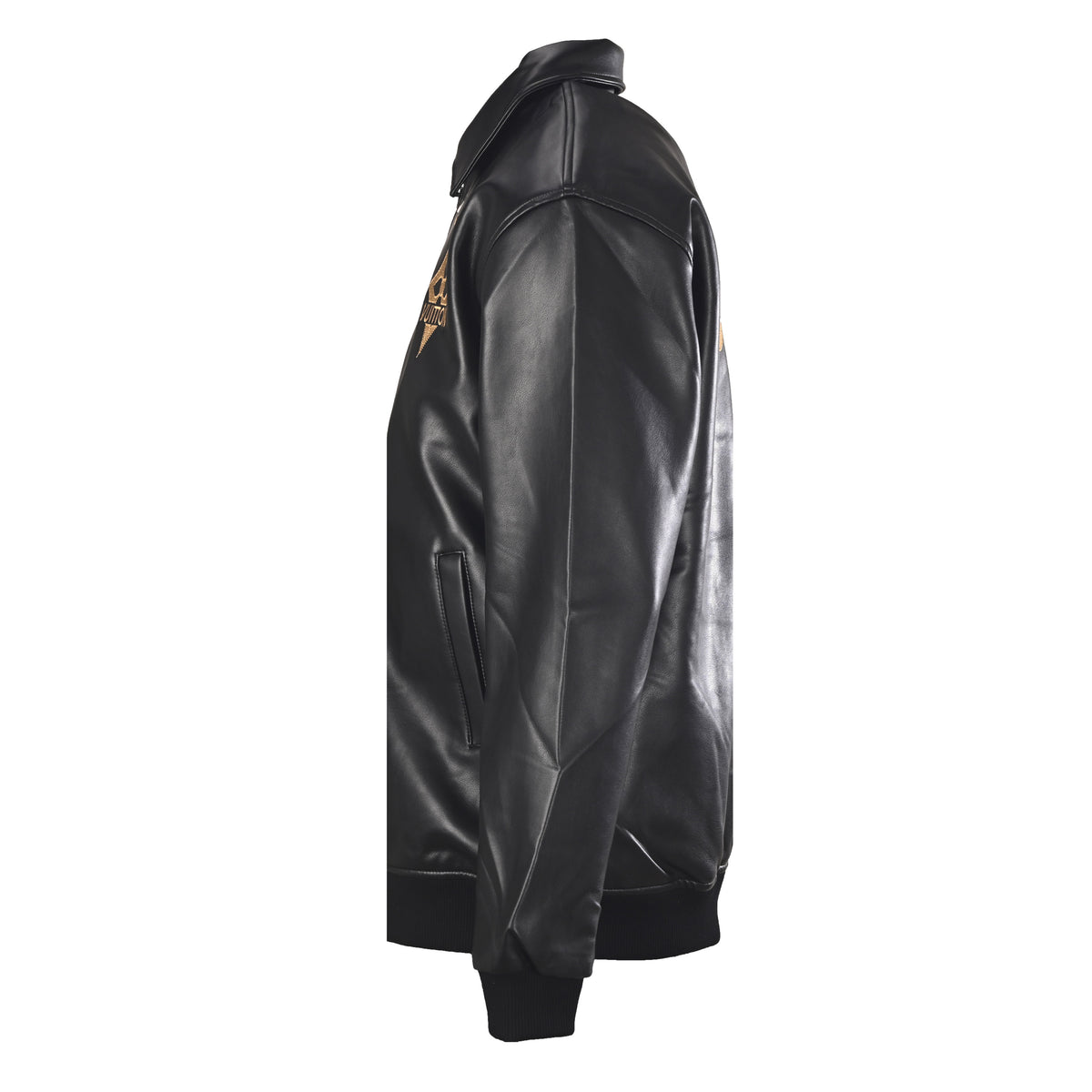 Louis Vuitton Black & Gold Embroidered Collared Leather Jacket | Statement Luxury Outerwear & Designer Streetwear