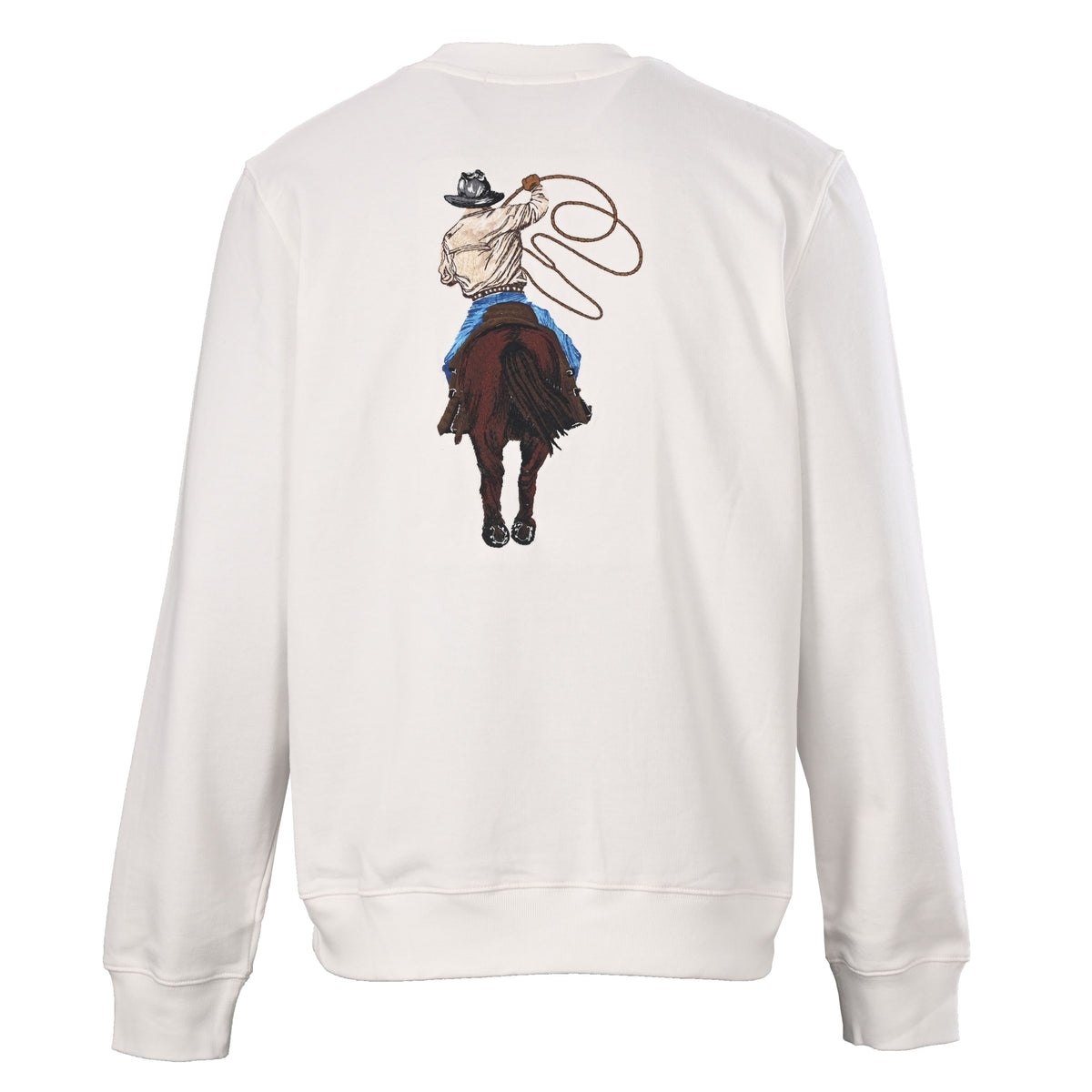 Louis Vuitton Western Cowboy Embroidered Crewneck Sweatshirt - Heavyweight Cotton Relaxed-Fit Streetwear