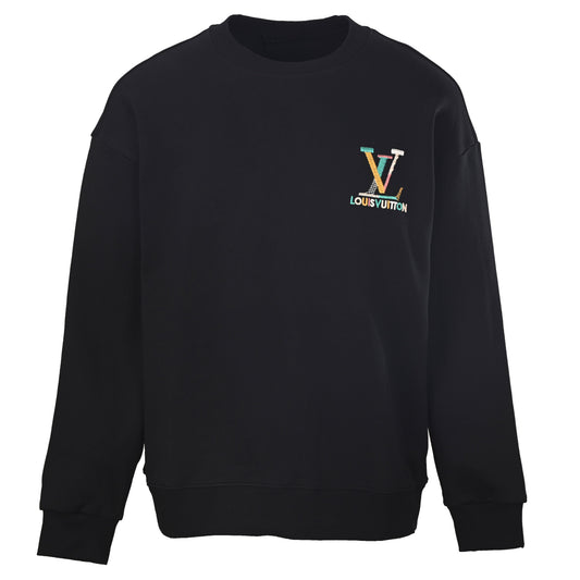 Louis Vuitton Multicolor Monogram Letter Logo Sweatshirt | Embroidered Crewneck Designer Streetwear