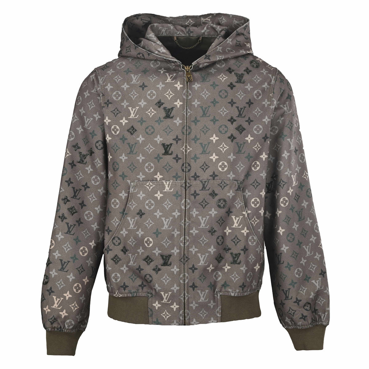 Louis Vuitton Beaded Monogram Hooded Denim Jacket | Luxury Streetwear