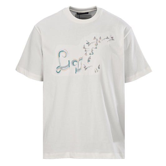 Louis Vuitton Sailboat & Bird Embroidered Tee | Designer Nautical Style