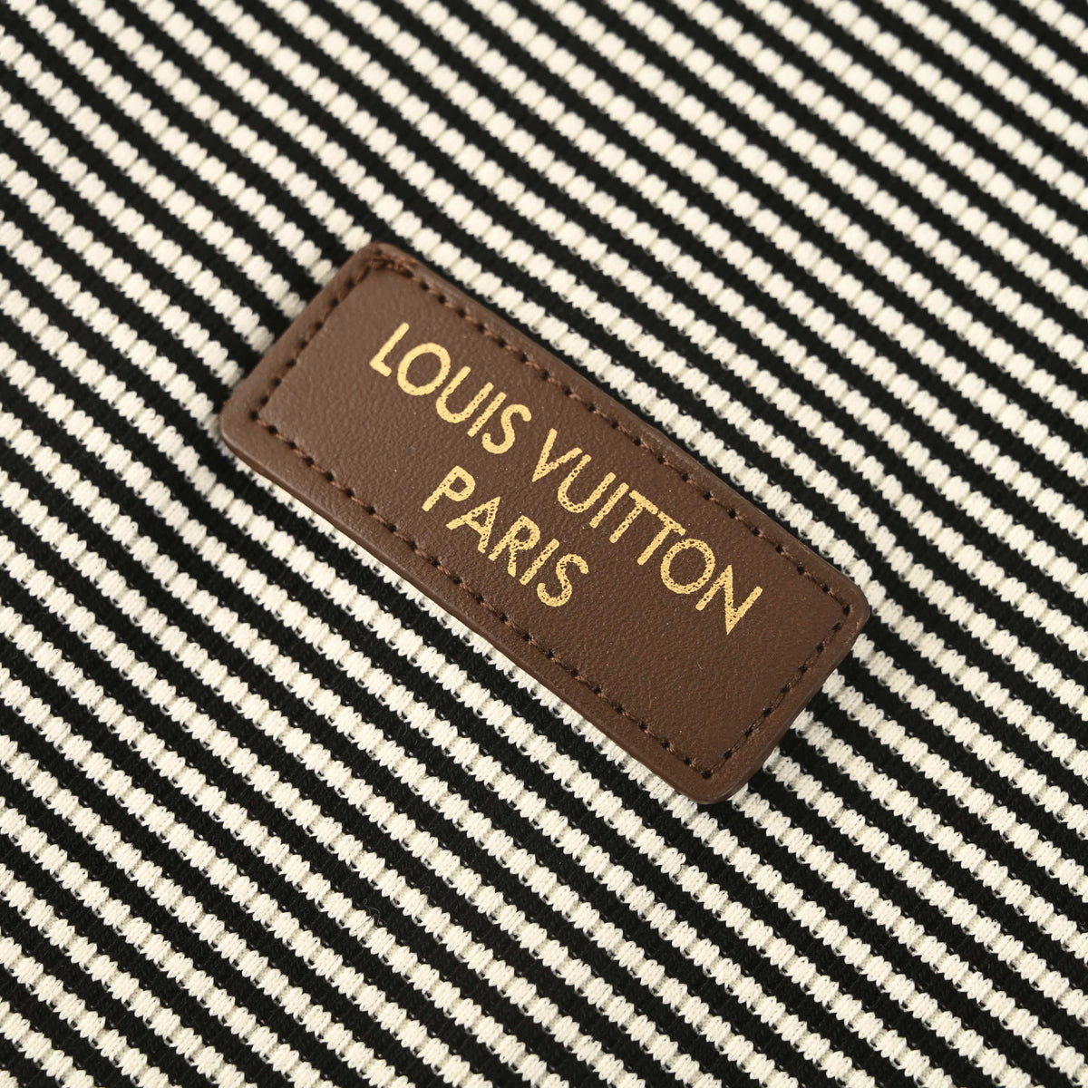 Louis Vuitton Striped T-Shirt with Leather Chest Patch | Designer Casual