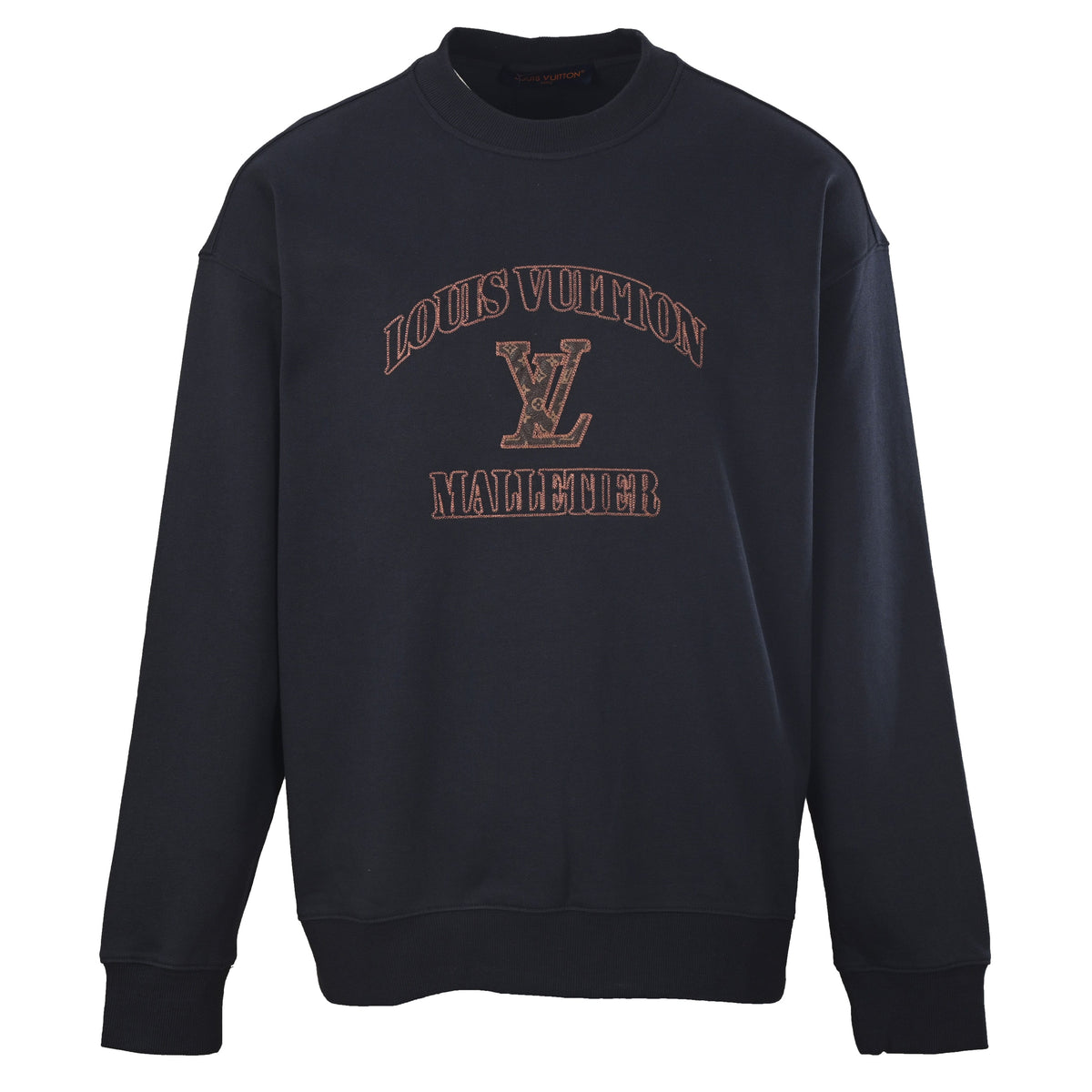 Louis Vuitton Letter Embroidery Sweatshirt with Label Detail | Designer Round-Neck Casual Streetwear