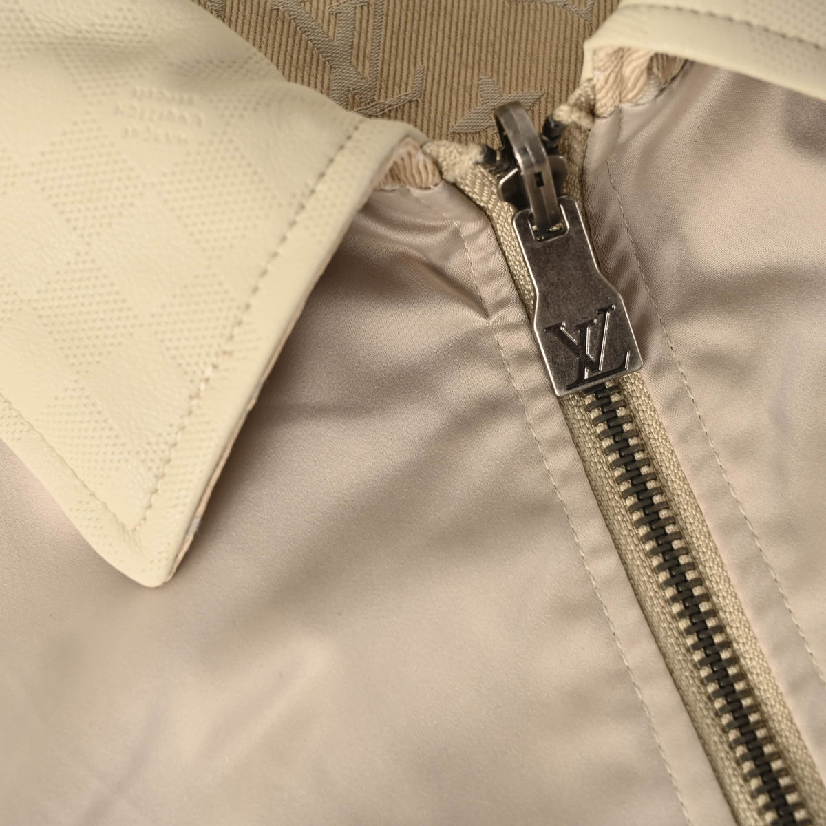 Louis Vuitton Checkerboard Reversible Jacket with Leather Collar & Cinched Waist | Luxury Designer Outerwear