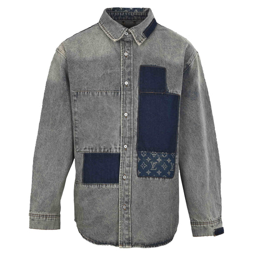 Louis Vuitton Patch Detail Denim Overshirt | Luxury Designer Skate-Inspired Shirt Jacket & Casual Streetwear Layer