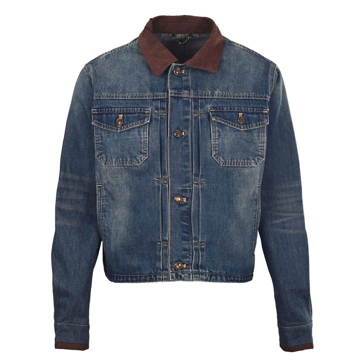 Louis Vuitton Leather-Trim Denim Jacket | Luxury Designer Jean Outerwear for Casual Layering & Statement Streetwear