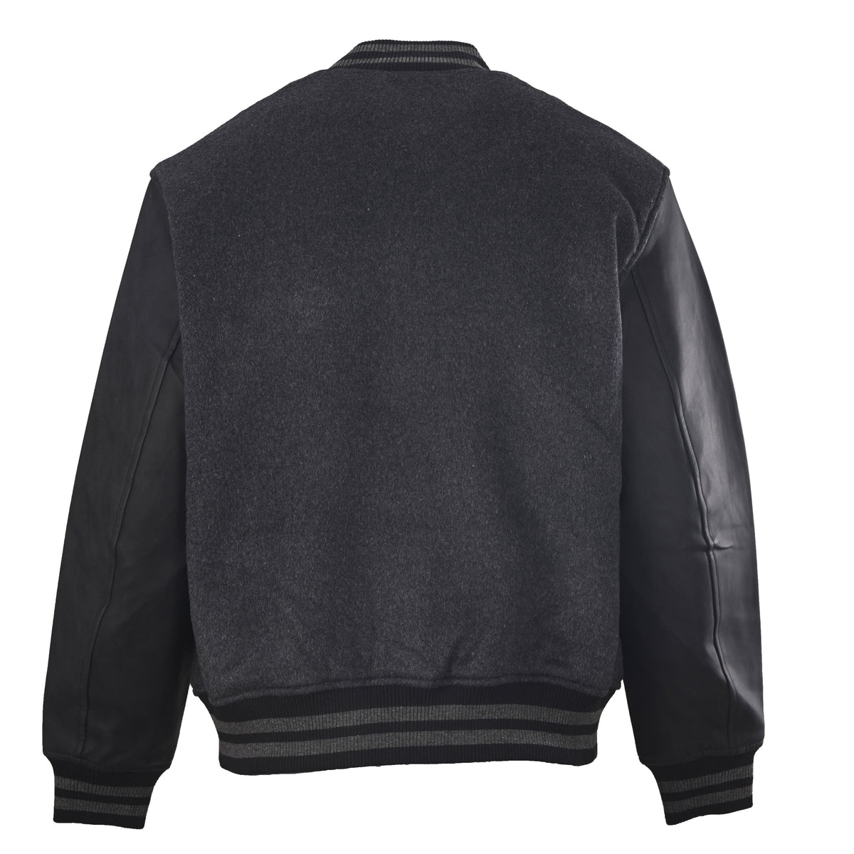 Louis Vuitton Embroidered Letter Varsity Jacket with Leather Sleeves | Cotton & Wool Designer Baseball Outerwear