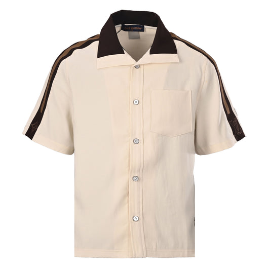 Louis Vuitton Cream Shoulder-Stripe Bowling Shirt | Retro Resort Wear
