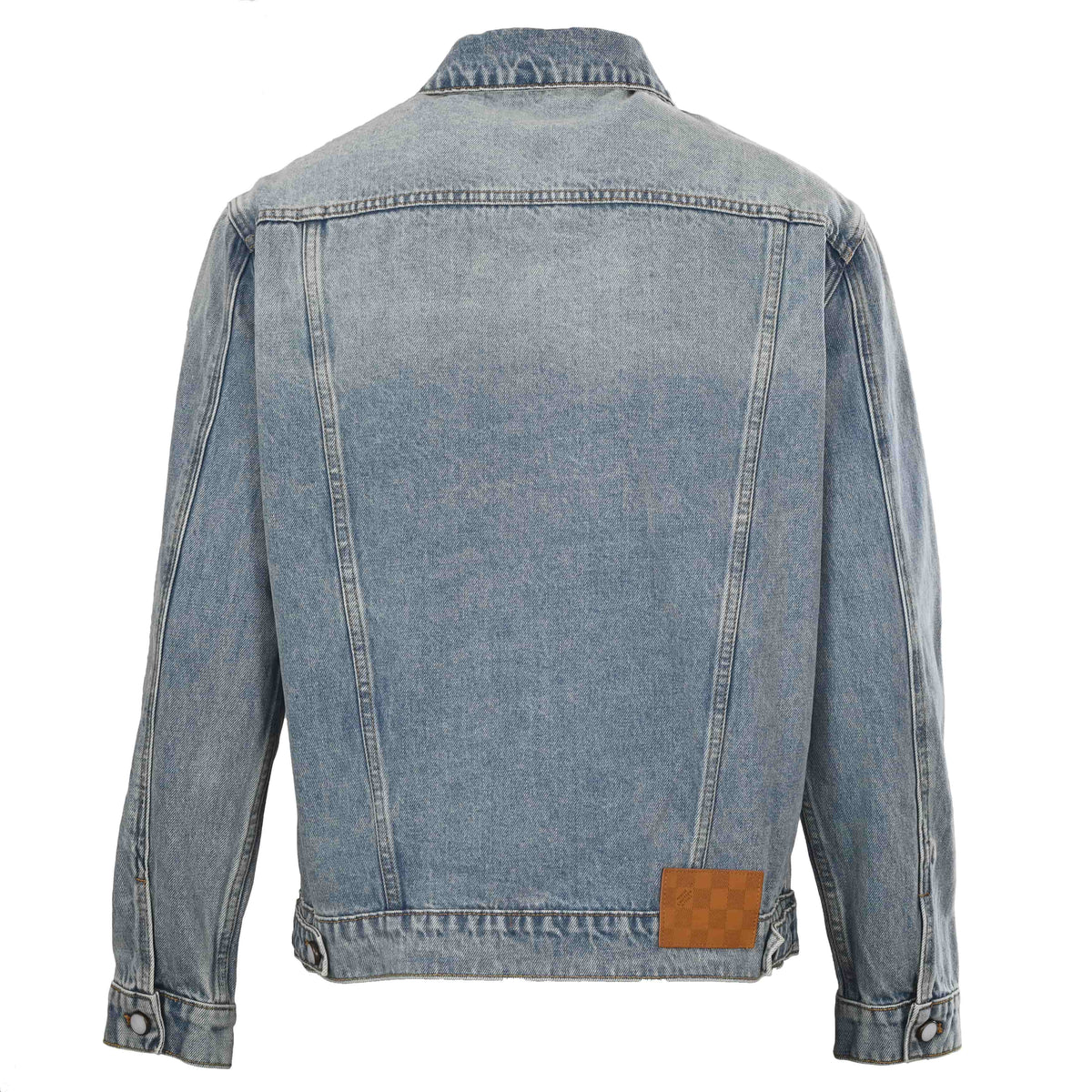 Louis Vuitton Truck Motif Denim Jacket - Faded Wash Embroidered Cotton Designer Streetwear Outerwear