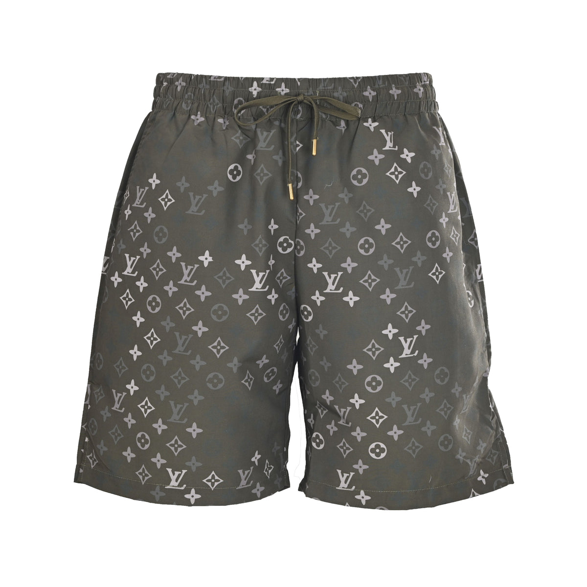 Louis Vuitton Olive Monogram Drawstring Shorts | Designer Summer Casual