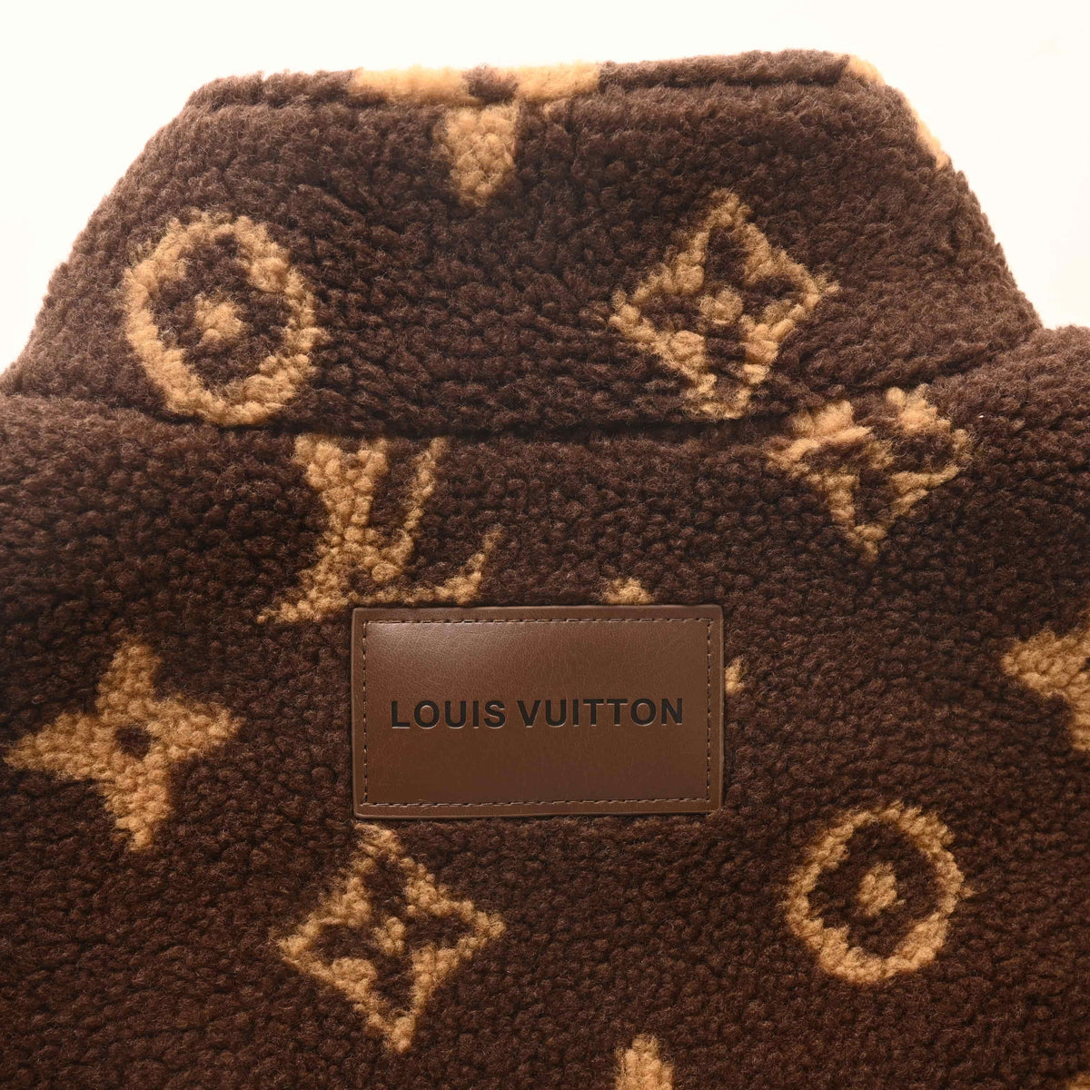 Louis Vuitton Dark Brown Monogram Teddy Fleece Jacket - Stand-Collar Zip-Up Designer Casual Outerwear
