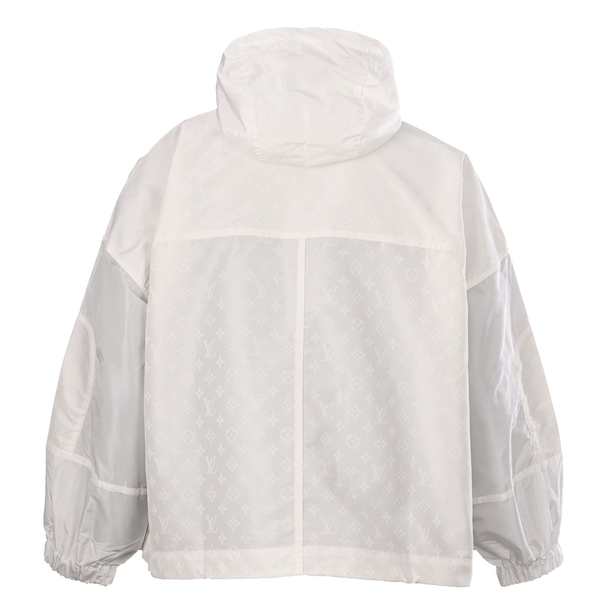 Louis Vuitton White Hooded Windbreaker Jacket, Lightweight Relaxed-Fit Zip-Up with Utility Details for Designer Streetwear