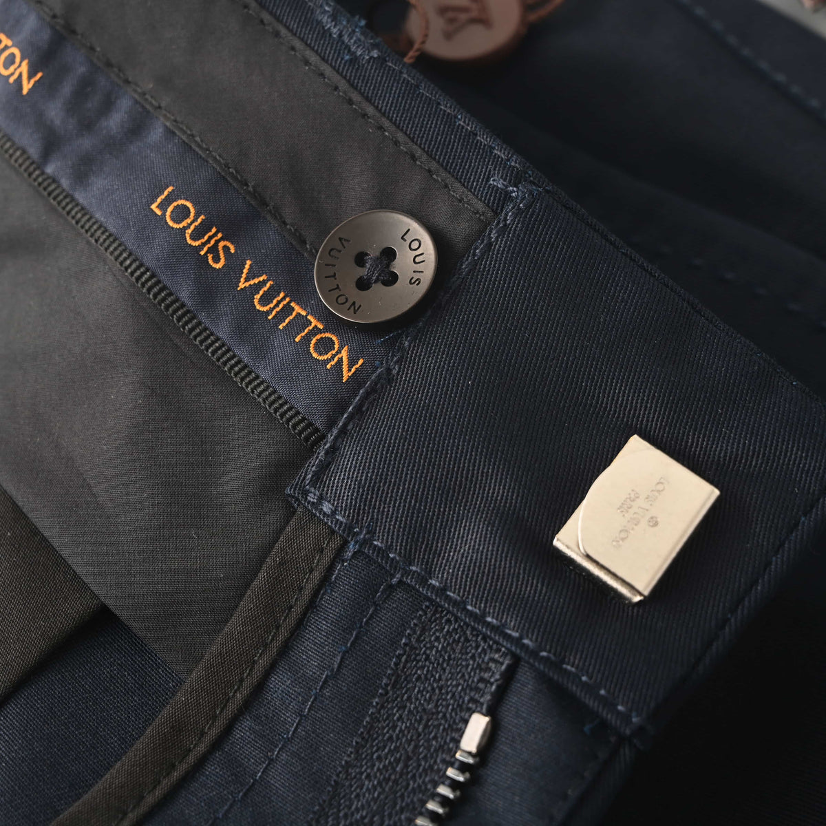 Louis Vuitton Silk Cotton Crepe Pants with Leather Accents | Smart Casual