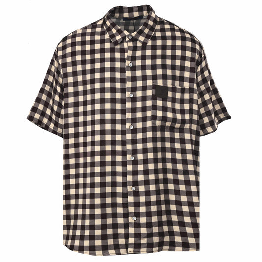 Louis Vuitton Checkerboard Short-Sleeve Shirt with Pocket Logo | Luxury Designer Casual & Resort Style