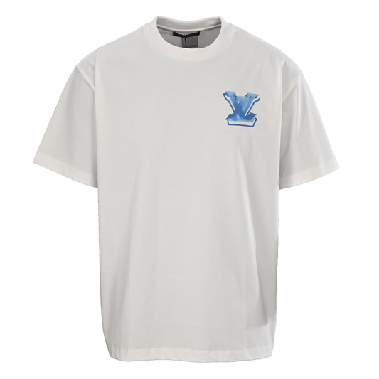 Louis Vuitton Ice Blue Crystal-Effect 3D Logo Tee | Luxury Streetwear