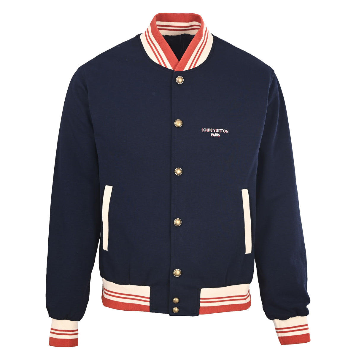 Louis Vuitton Overlapping Letter Embroidered Baseball Jacket | Luxury Designer Varsity Streetwear