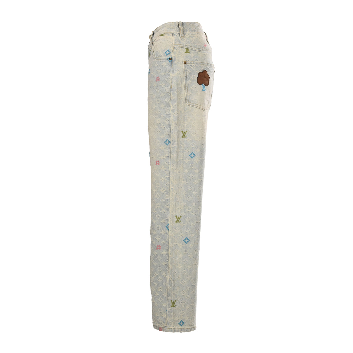 Louis Vuitton Candy Embroidered Jeans - Playful Graphic Denim Pants for Designer Casual Streetwear