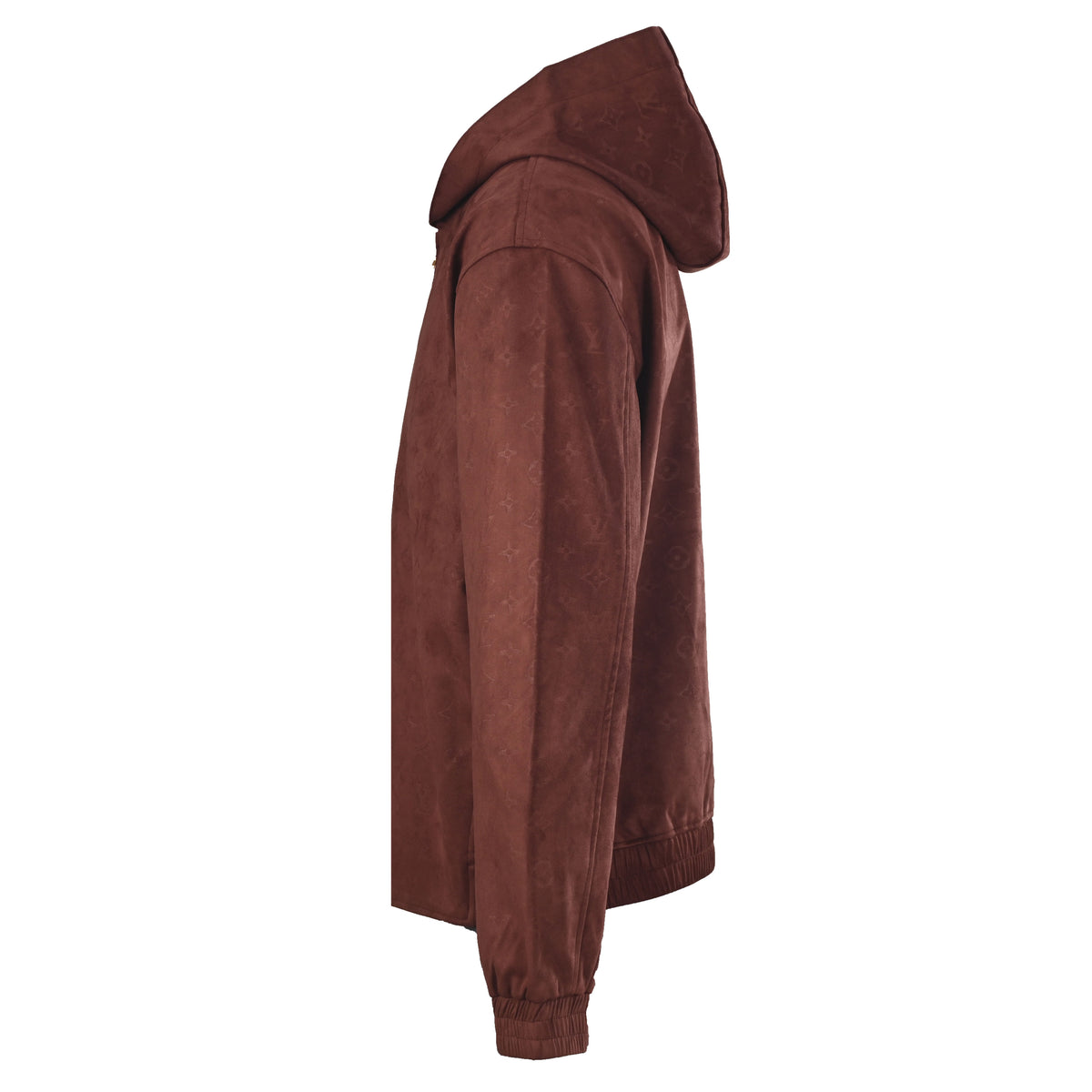 Louis Vuitton Monogram Embossed Suede Leather Hooded Jacket | All-Over Pattern Designer Outerwear for Casual Streetwear