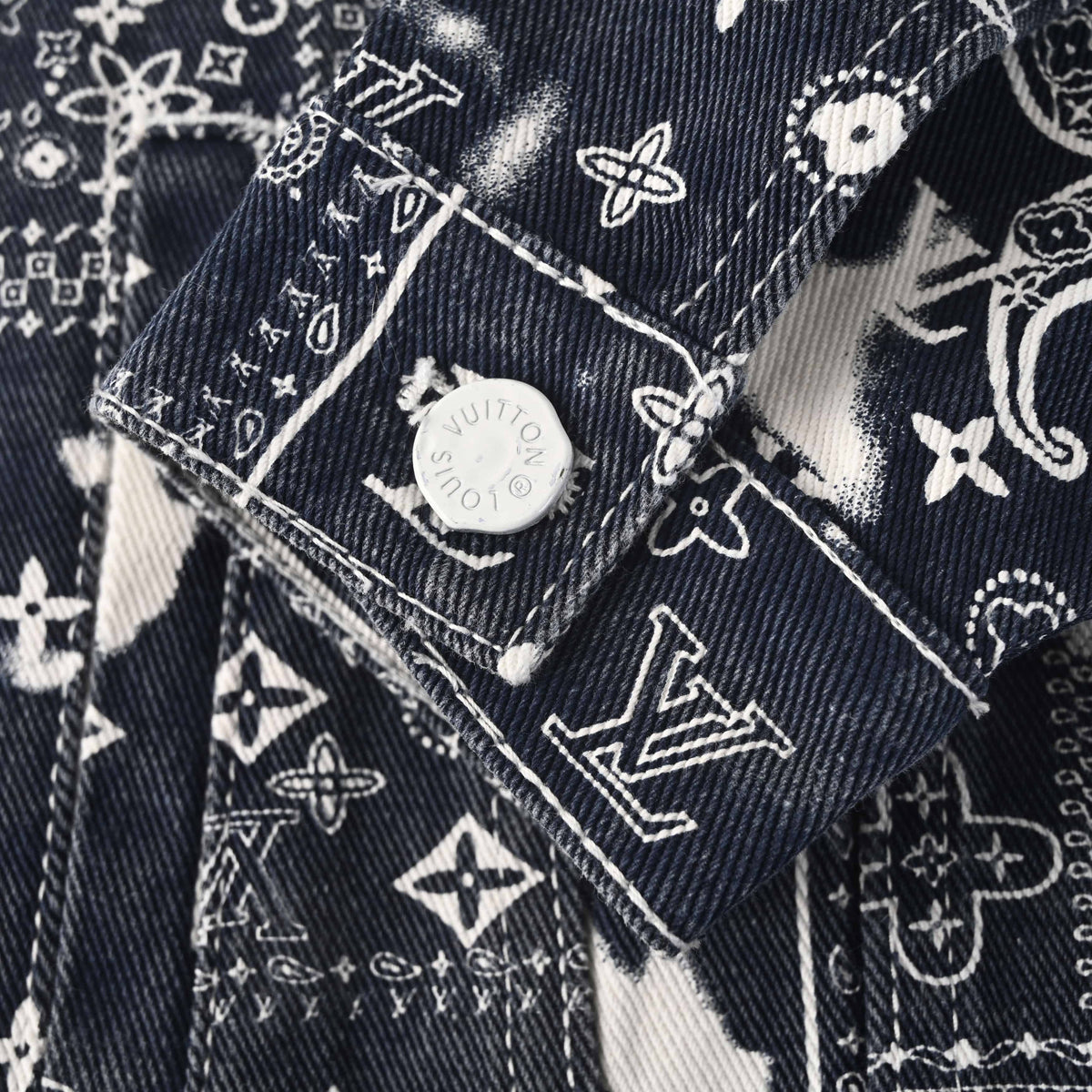 Louis Vuitton Paisley Denim Jacket | Bandana-Inspired Designer Jean Outerwear for Casual Streetwear