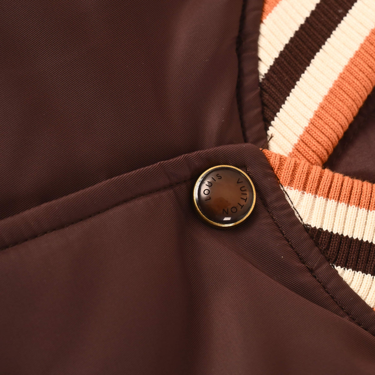 Louis Vuitton Beaded Letter Varsity Jacket | Padded Baseball Outerwear with Designer Statement Streetwear Style