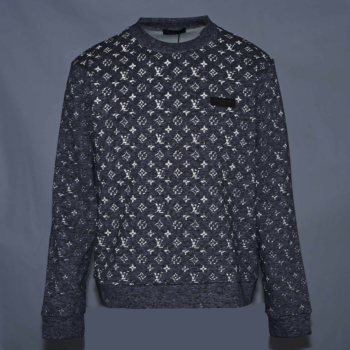 Louis Vuitton Grey All-Over Reflective Print Crewneck Sweatshirt | Designer Urban Streetwear Pullover