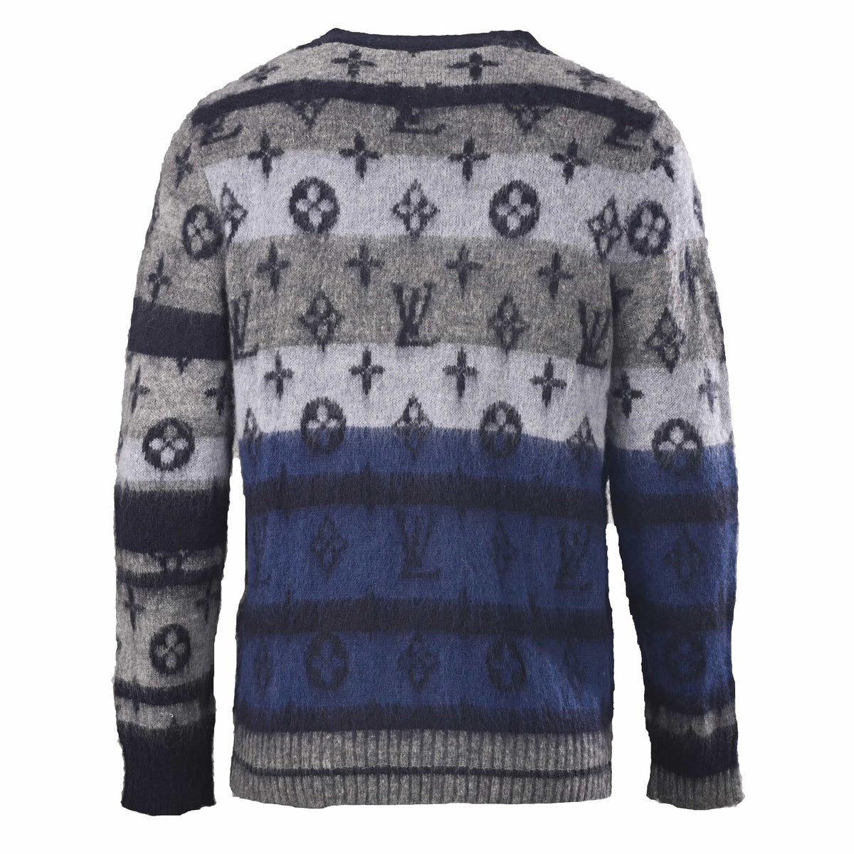 Louis Vuitton Contrast Monogram Jacquard Mohair Cardigan | Designer Knit Sweater for Statement Streetwear