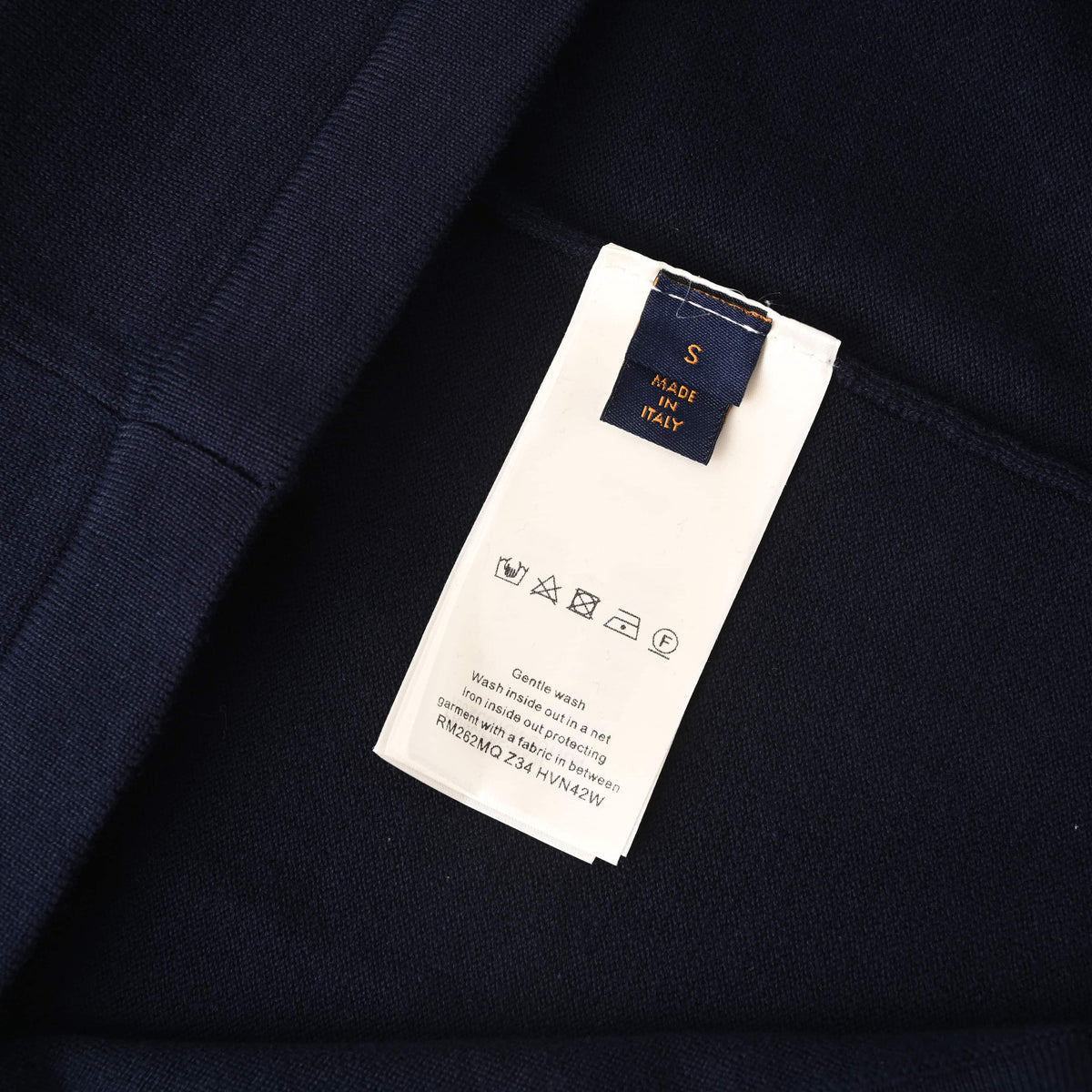 Louis Vuitton Navy Leather Logo Knit T-Shirt | Luxury Casual Crew Neck