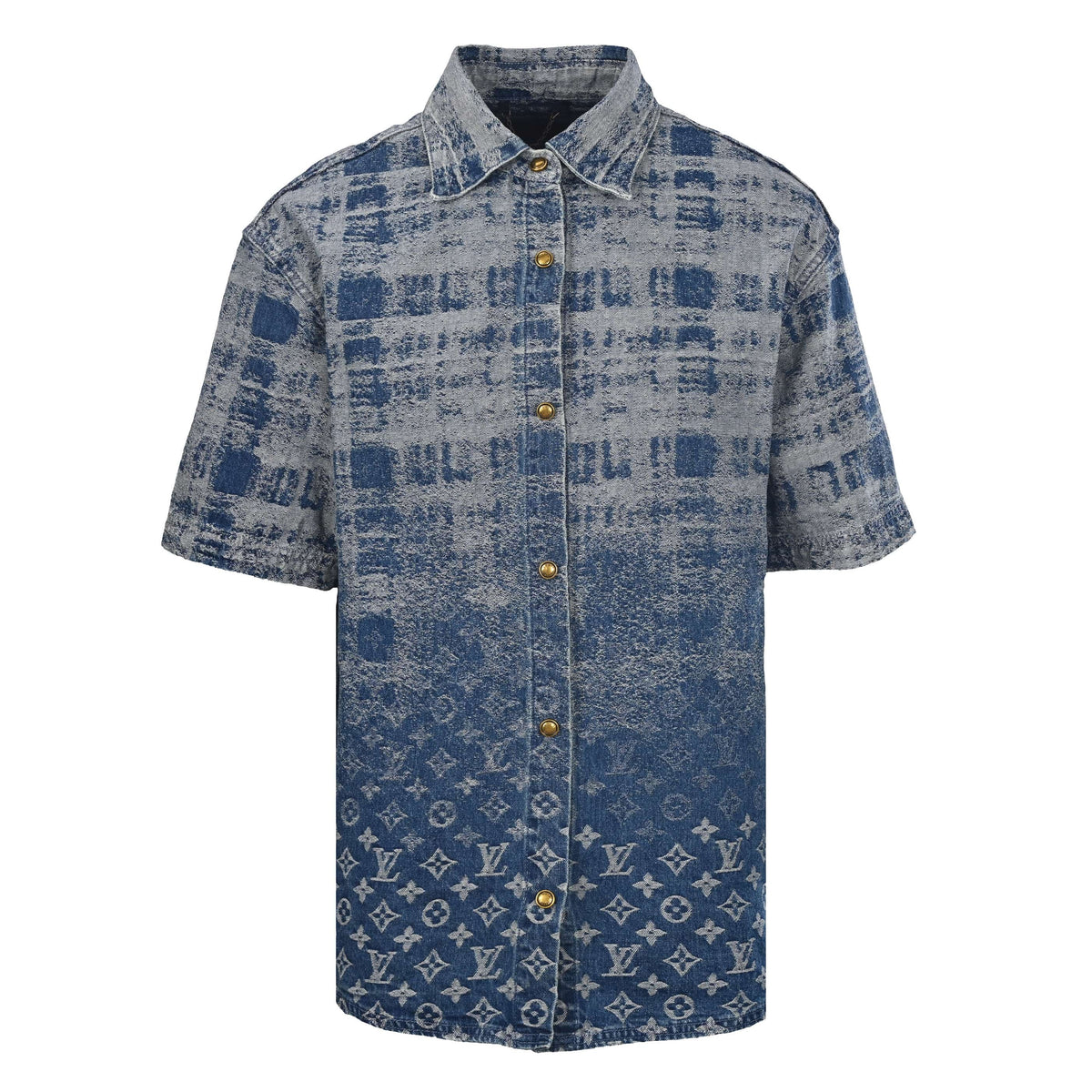 Louis Vuitton Check Gradient Jacquard Denim Shirt | Luxury Casual Designer