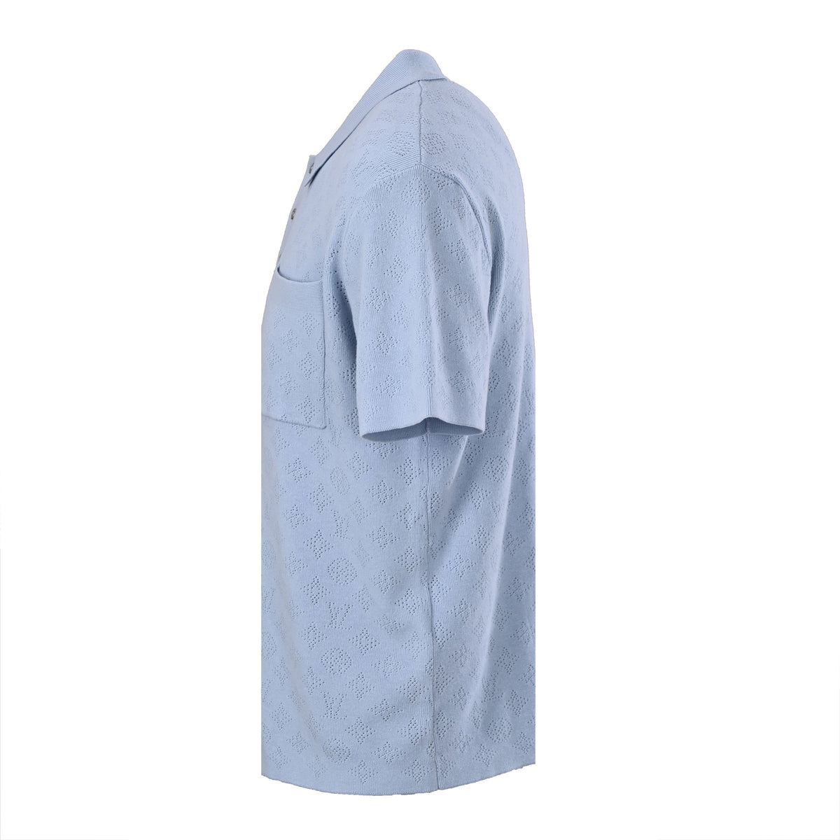 Louis Vuitton Light Blue Monogram Mesh Polo Shirt | Designer Resort Knit