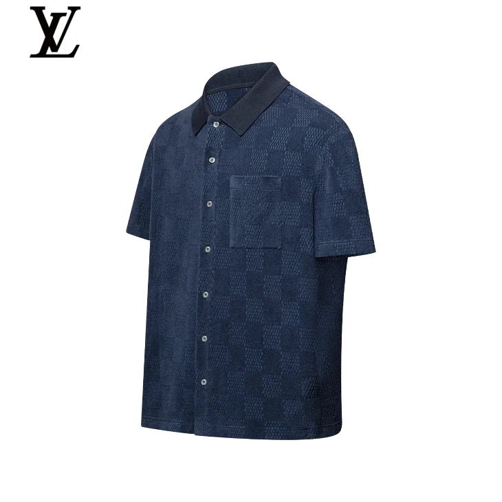 Louis Vuitton Navy Damier Short Sleeve Polo Shirt