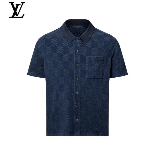 Louis Vuitton Navy Damier Short Sleeve Polo Shirt