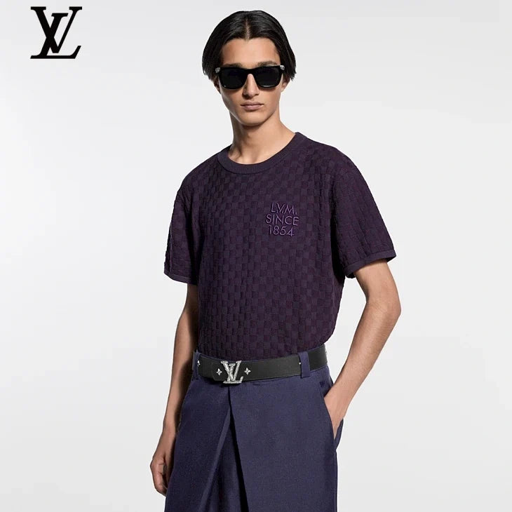 Louis Vuitton Purple Damier Knit Short Sleeve T-Shirt