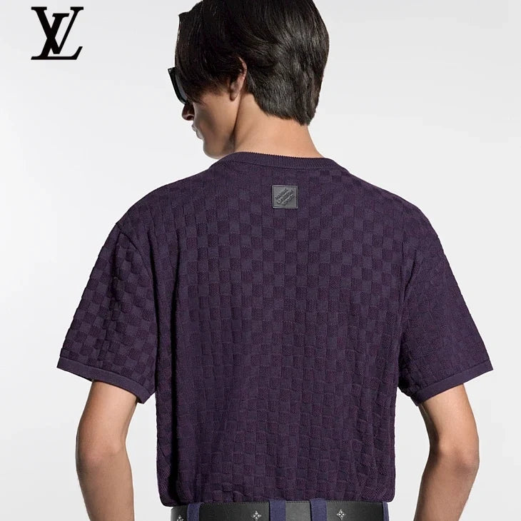 Louis Vuitton Purple Damier Knit Short Sleeve T-Shirt