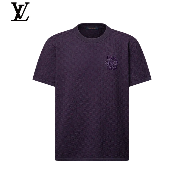 Louis Vuitton Purple Damier Knit Short Sleeve T-Shirt