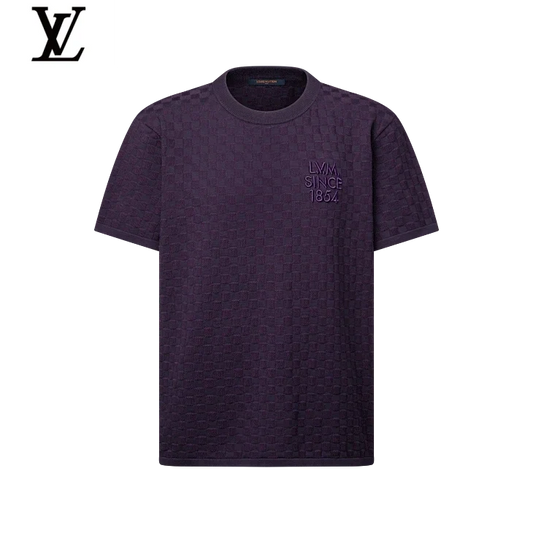 Louis Vuitton Purple Damier Knit Short Sleeve T-Shirt