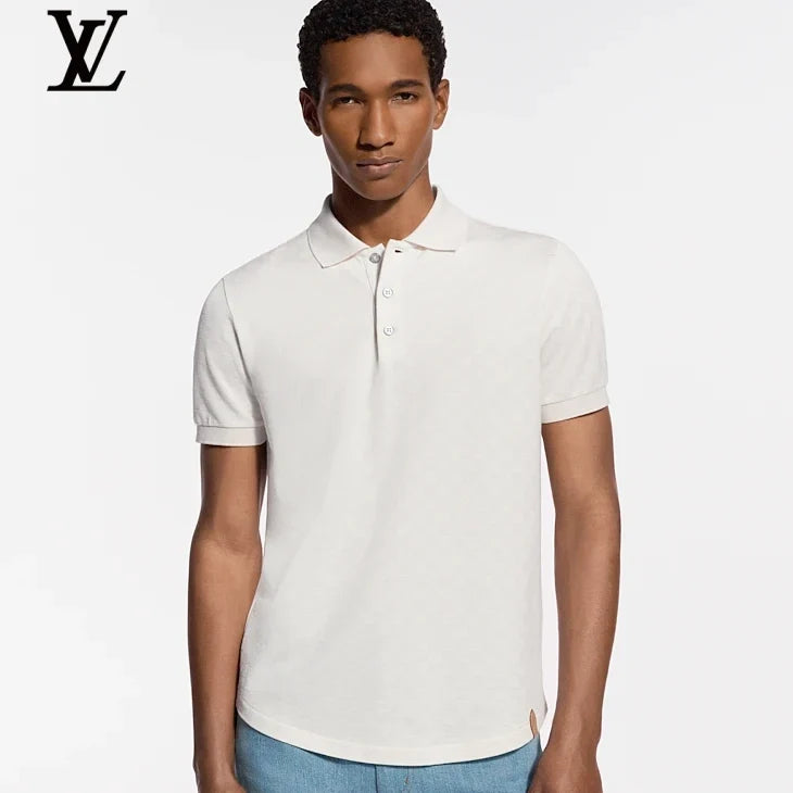 Louis Vuitton White Textured Short Sleeve Polo