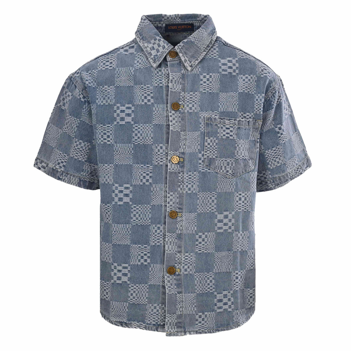 Louis Vuitton Checkerboard Short-Sleeve Denim Shirt | Luxury Streetwear
