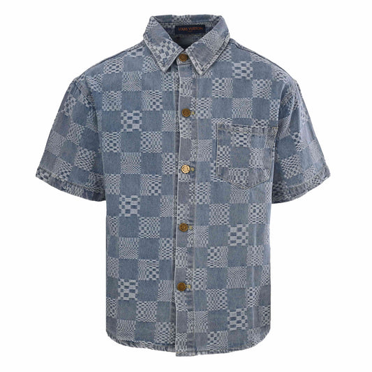 Louis Vuitton Checkerboard Short-Sleeve Denim Shirt | Luxury Streetwear